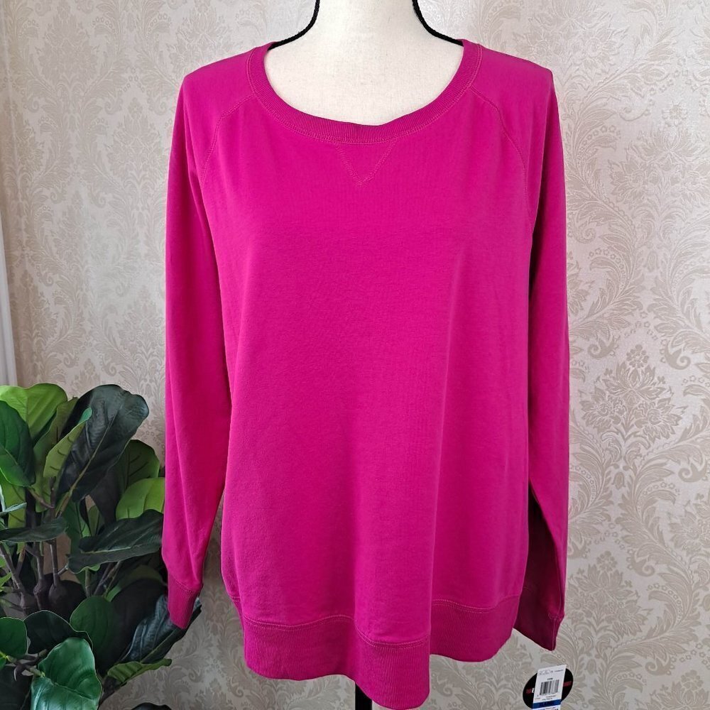 Style & Co Sport Size XL The Essential Sweatshirt Raspberry Long Sleeve NWT